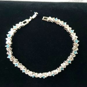 Silver Tennis  bracelet blue stones XOXO